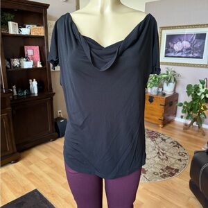 Kasper & Co black short sleeve cowl neck blouse-size L